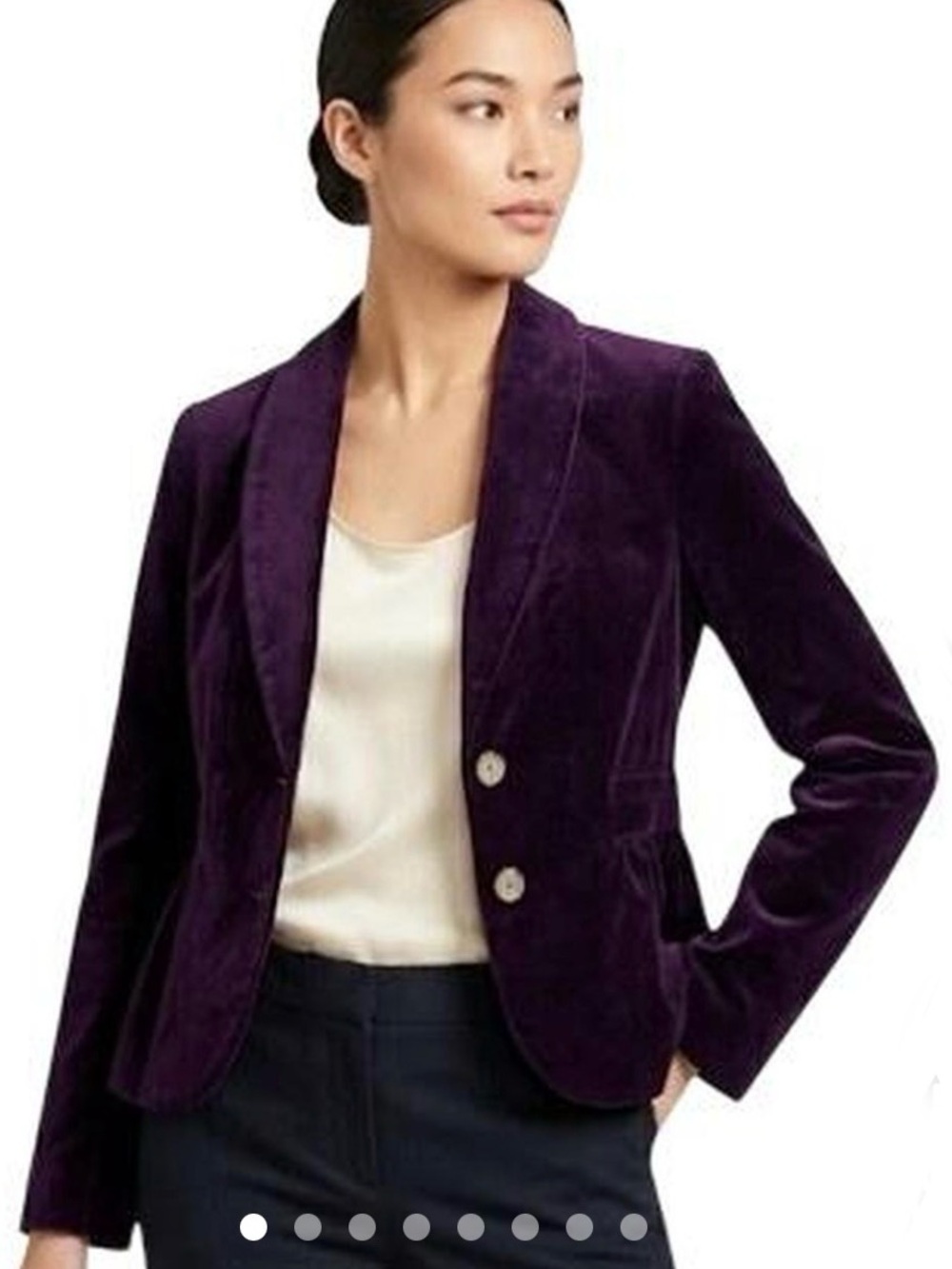 J Crew Purple Jewl Tone Crushed Velvet Pelum hem 2 Button Blazer Dark Romance 8 - Picture 3 of 12